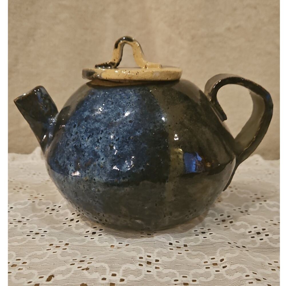 Handmade Pottery Teapot Blue Glaze- 8.5 inch